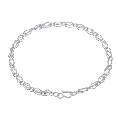 Alternate image for Modern Sterling Silver Link Bracelet in a Matte Finish Rhombus Ties