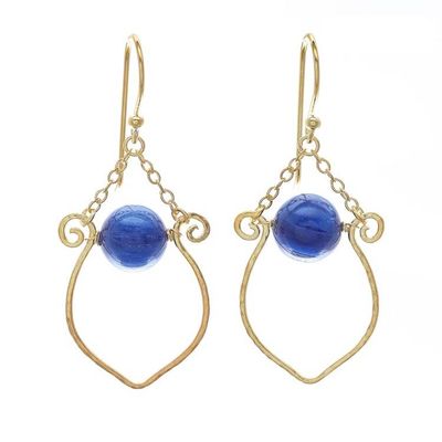 Alternate image for Kyanite Gold Plated Dangle Earrings from Thailand Swing in Blue