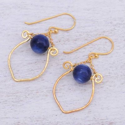 Alternate image for Kyanite Gold Plated Dangle Earrings from Thailand Swing in Blue