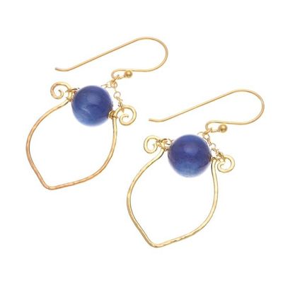 Alternate image for Kyanite Gold Plated Dangle Earrings from Thailand Swing in Blue
