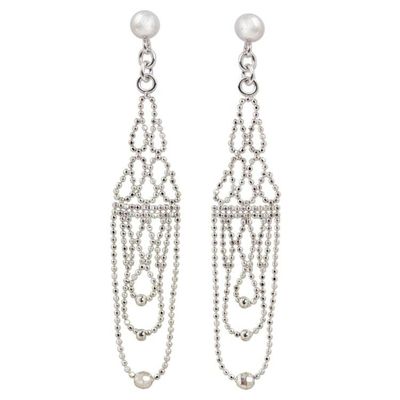 Alternate image for Sterling Silver Beaded Chandelier Earrings from Thailand Regal Chandeliers