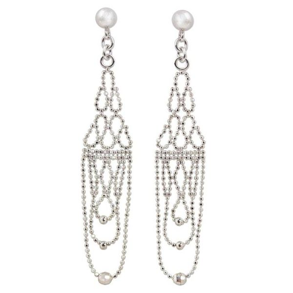 Alternate image for Sterling Silver Beaded Chandelier Earrings from Thailand Regal Chandeliers