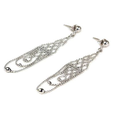 Alternate image for Sterling Silver Beaded Chandelier Earrings from Thailand Regal Chandeliers