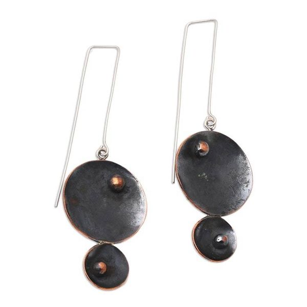 Alternate image for Handcrafted Modern Javanese Copper Dangle Earrings Double Scoop