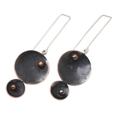 Alternate image for Handcrafted Modern Javanese Copper Dangle Earrings Double Scoop