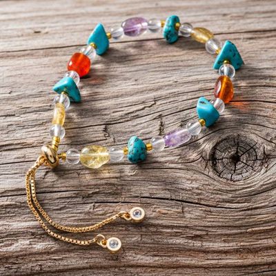Alternate image for Thai-Made Brass Beaded Bracelet with Multi-Gemstone Jewels Thriving Tranquil Love