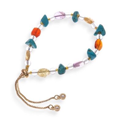 Alternate image for Thai-Made Brass Beaded Bracelet with Multi-Gemstone Jewels Thriving Tranquil Love