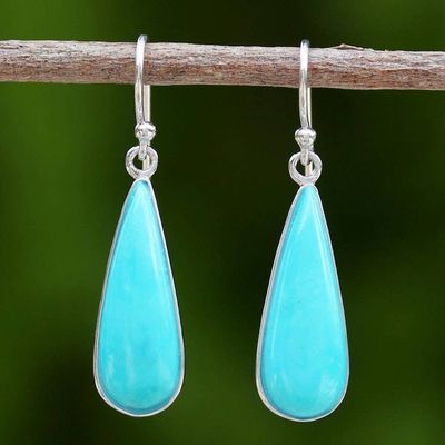 Alternate image for Sterling Silver and Reconstituted Turquoise Dangle Earrings Sky Blue Rain
