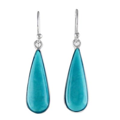 Alternate image for Sterling Silver and Reconstituted Turquoise Dangle Earrings Sky Blue Rain