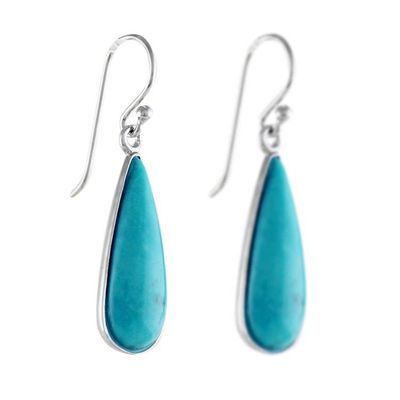Alternate image for Sterling Silver and Reconstituted Turquoise Dangle Earrings Sky Blue Rain