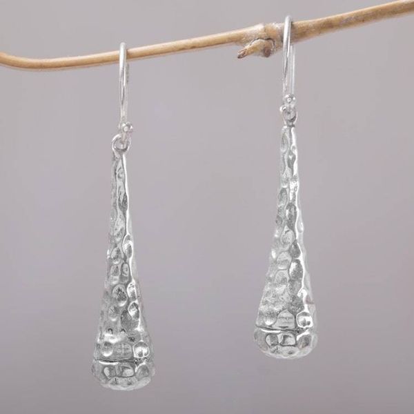 Alternate image for Textured 925 Sterling Silver Dangle Earrings from Bali Beehives