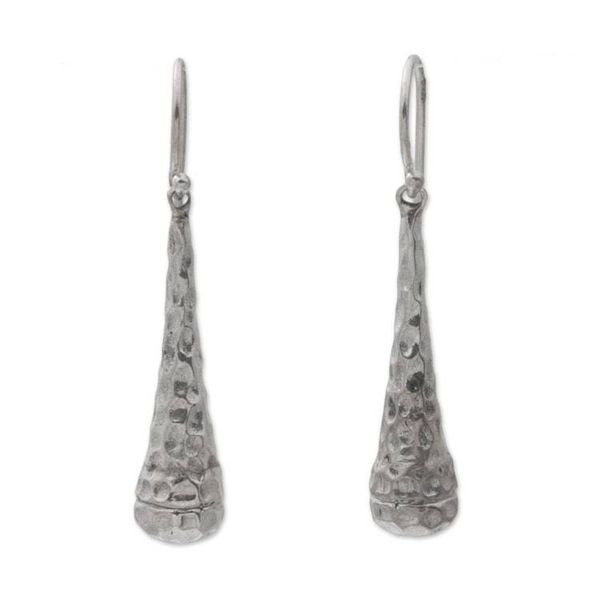 Alternate image for Textured 925 Sterling Silver Dangle Earrings from Bali Beehives