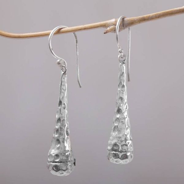 Alternate image for Textured 925 Sterling Silver Dangle Earrings from Bali Beehives