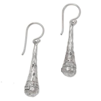 Alternate image for Textured 925 Sterling Silver Dangle Earrings from Bali Beehives