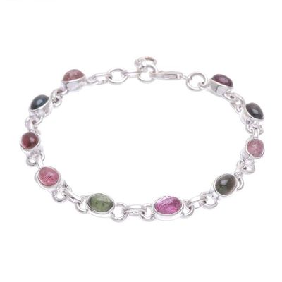 Alternate image for Bezel Set Tourmaline Link Bracelet Pastel Charm