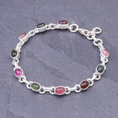 Alternate image for Bezel Set Tourmaline Link Bracelet Pastel Charm