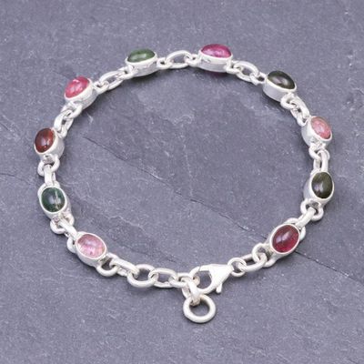Alternate image for Bezel Set Tourmaline Link Bracelet Pastel Charm