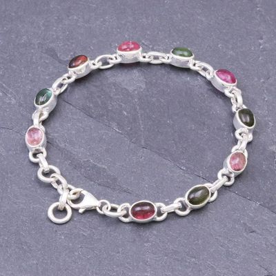 Alternate image for Bezel Set Tourmaline Link Bracelet Pastel Charm