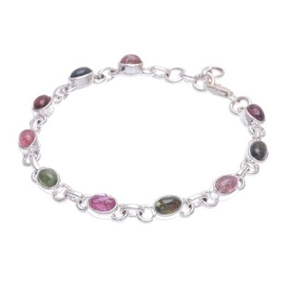 Alternate image for Bezel Set Tourmaline Link Bracelet Pastel Charm