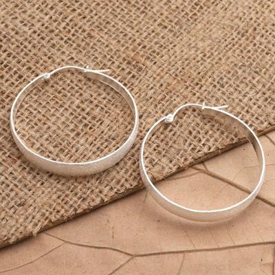 Alternate image for Artisan Crafted Sterling Silver Hoop Earrings Perfect Copy in Silver