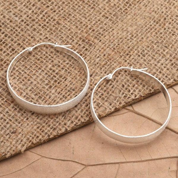 Alternate image for Artisan Crafted Sterling Silver Hoop Earrings Perfect Copy in Silver