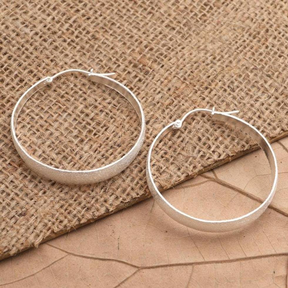 Artisan Crafted Sterling Silver Hoop Earrings 'Perfect Copy in Silver'