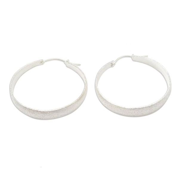 Alternate image for Artisan Crafted Sterling Silver Hoop Earrings Perfect Copy in Silver