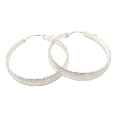 Alternate image for Artisan Crafted Sterling Silver Hoop Earrings Perfect Copy in Silver