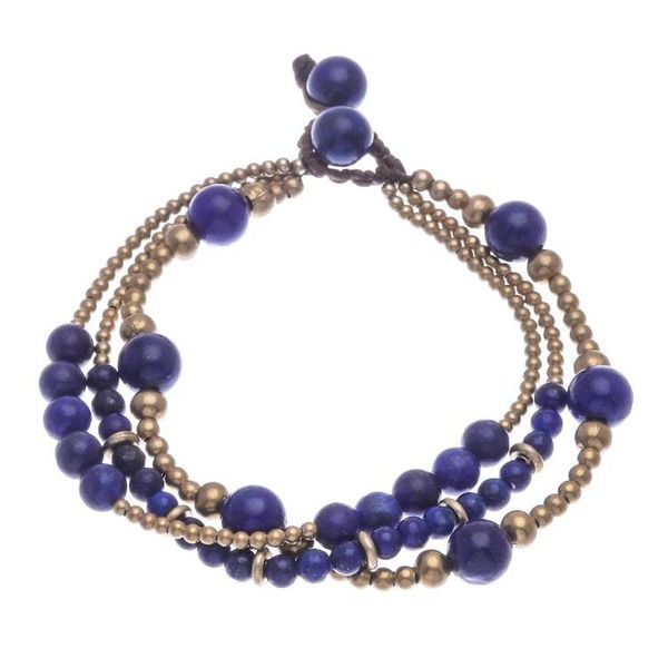 Alternate image for Blue Lapis Lazuli and Brass Beaded Bracelet Natural Wonders