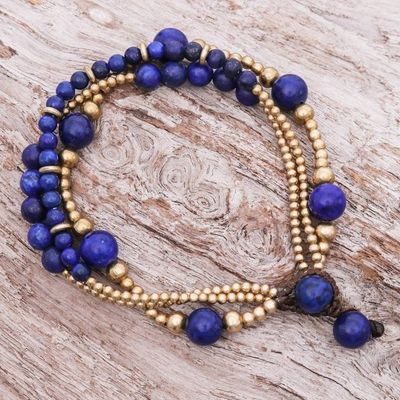 Alternate image for Blue Lapis Lazuli and Brass Beaded Bracelet Natural Wonders