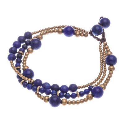 Alternate image for Blue Lapis Lazuli and Brass Beaded Bracelet Natural Wonders