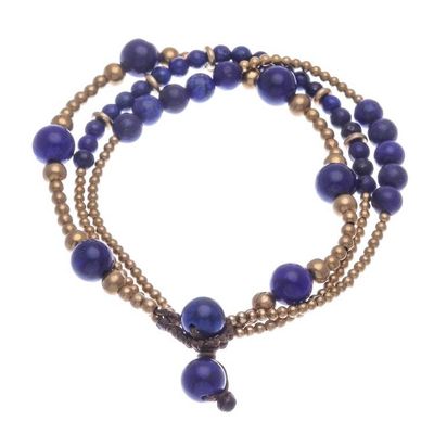 Alternate image for Blue Lapis Lazuli and Brass Beaded Bracelet Natural Wonders