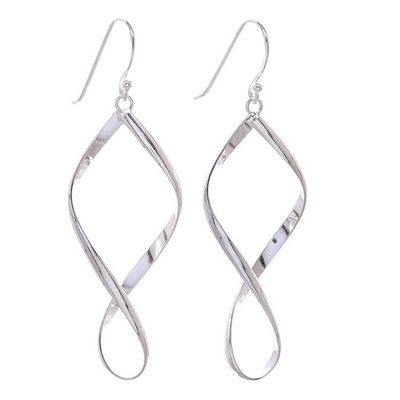 Alternate image for Sterling Silver Spiral Dangle Earrings from Thailand Night Twist