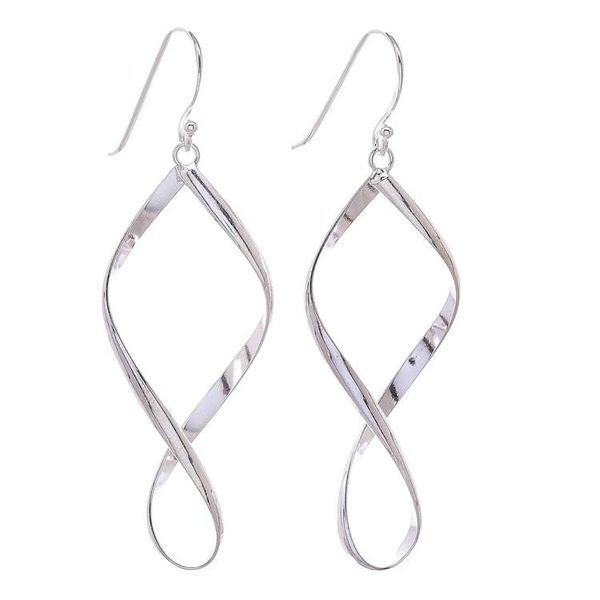 Alternate image for Sterling Silver Spiral Dangle Earrings from Thailand Night Twist