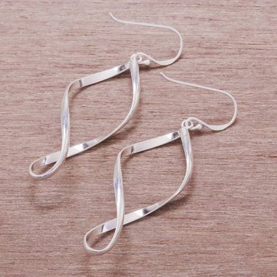 Alternate image for Sterling Silver Spiral Dangle Earrings from Thailand Night Twist