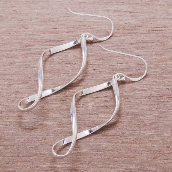 Alternate image for Sterling Silver Spiral Dangle Earrings from Thailand Night Twist