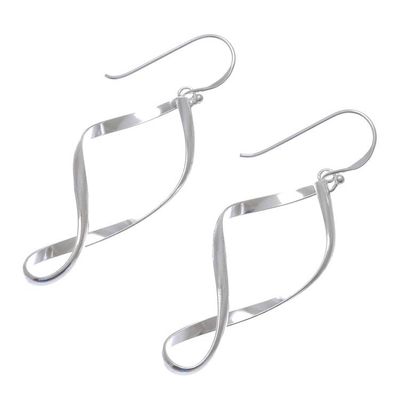 Alternate image for Sterling Silver Spiral Dangle Earrings from Thailand Night Twist