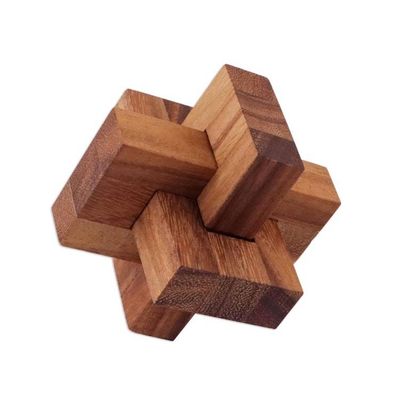 Alternate image for Handcrafted Wood Burr Puzzle from Thailand Friendly Letters