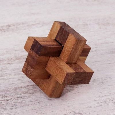 Alternate image for Handcrafted Wood Burr Puzzle from Thailand Friendly Letters