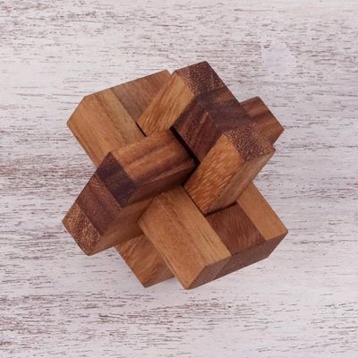 Alternate image for Handcrafted Wood Burr Puzzle from Thailand Friendly Letters