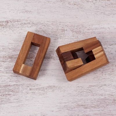 Alternate image for Handcrafted Wood Burr Puzzle from Thailand Friendly Letters