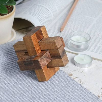 Alternate image for Handcrafted Wood Burr Puzzle from Thailand Friendly Letters