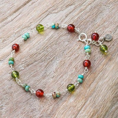 Alternate image for Multi-Gemstone Beaded Bracelet with Swirl Charm Youthful Swirl