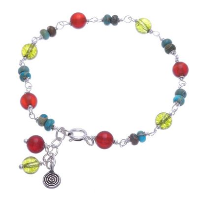 Alternate image for Multi-Gemstone Beaded Bracelet with Swirl Charm Youthful Swirl