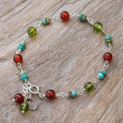 Alternate image for Multi-Gemstone Beaded Bracelet with Swirl Charm Youthful Swirl