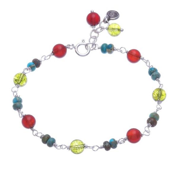 Alternate image for Multi-Gemstone Beaded Bracelet with Swirl Charm Youthful Swirl