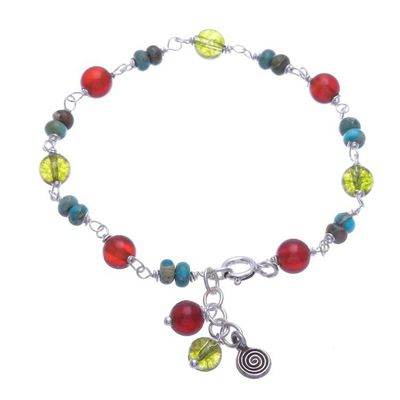 Alternate image for Multi-Gemstone Beaded Bracelet with Swirl Charm Youthful Swirl