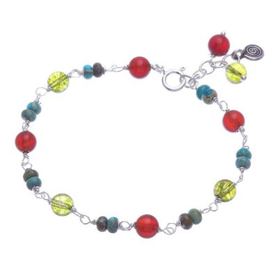 Alternate image for Multi-Gemstone Beaded Bracelet with Swirl Charm Youthful Swirl