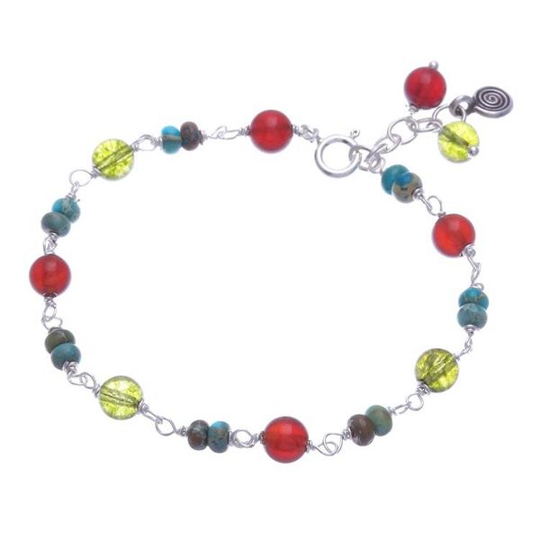 Alternate image for Multi-Gemstone Beaded Bracelet with Swirl Charm Youthful Swirl