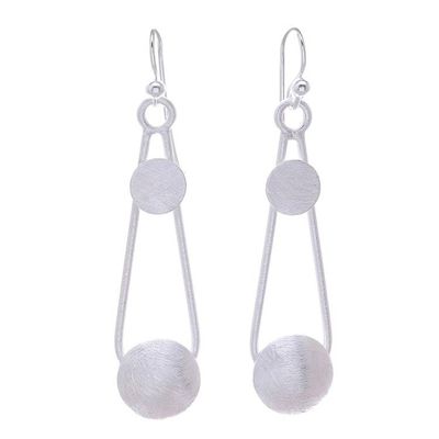 Alternate image for Circular Sterling Silver Dangle Earrings from Thailand Delightful Moons